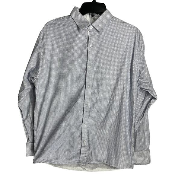 English Laundry Button Up Shirt Men Size L White Blue Long Sleeve 100% Cotton - Picture 1 of 7